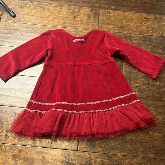 Naartjie Red Velvet Floral appliqué Faux wrap Dress, size 12-18 months - Picture 5 of 9